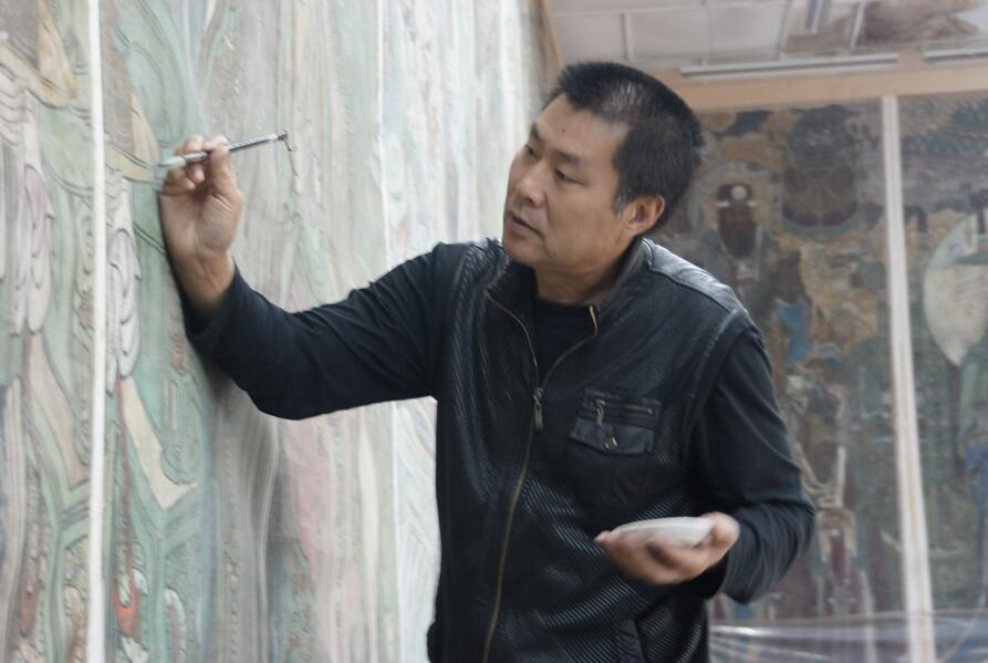 2014年在山西芮城临摹永乐宫壁画