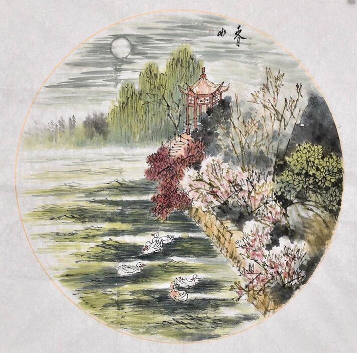 张建青绿山水画