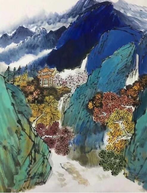 张建青绿山水画