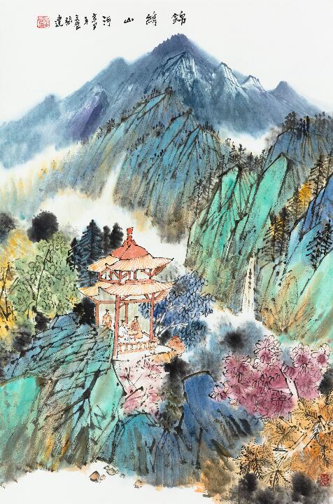 张建青绿山水画